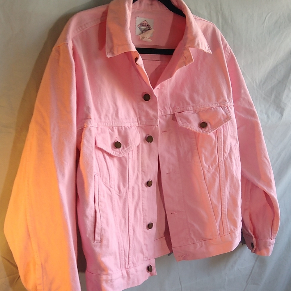 Helium L baby-pink denim jacket EUC - like new -